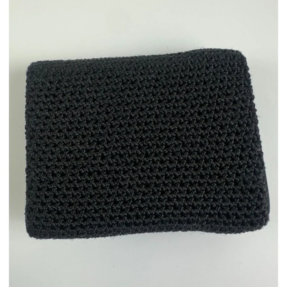 The Sak Crochet Black Shoulder Bag Double Round Handles Hobo With Wallet Snap